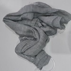 Sasso + Smyth Linen Blend Grey Scarf W/Metallic Detail